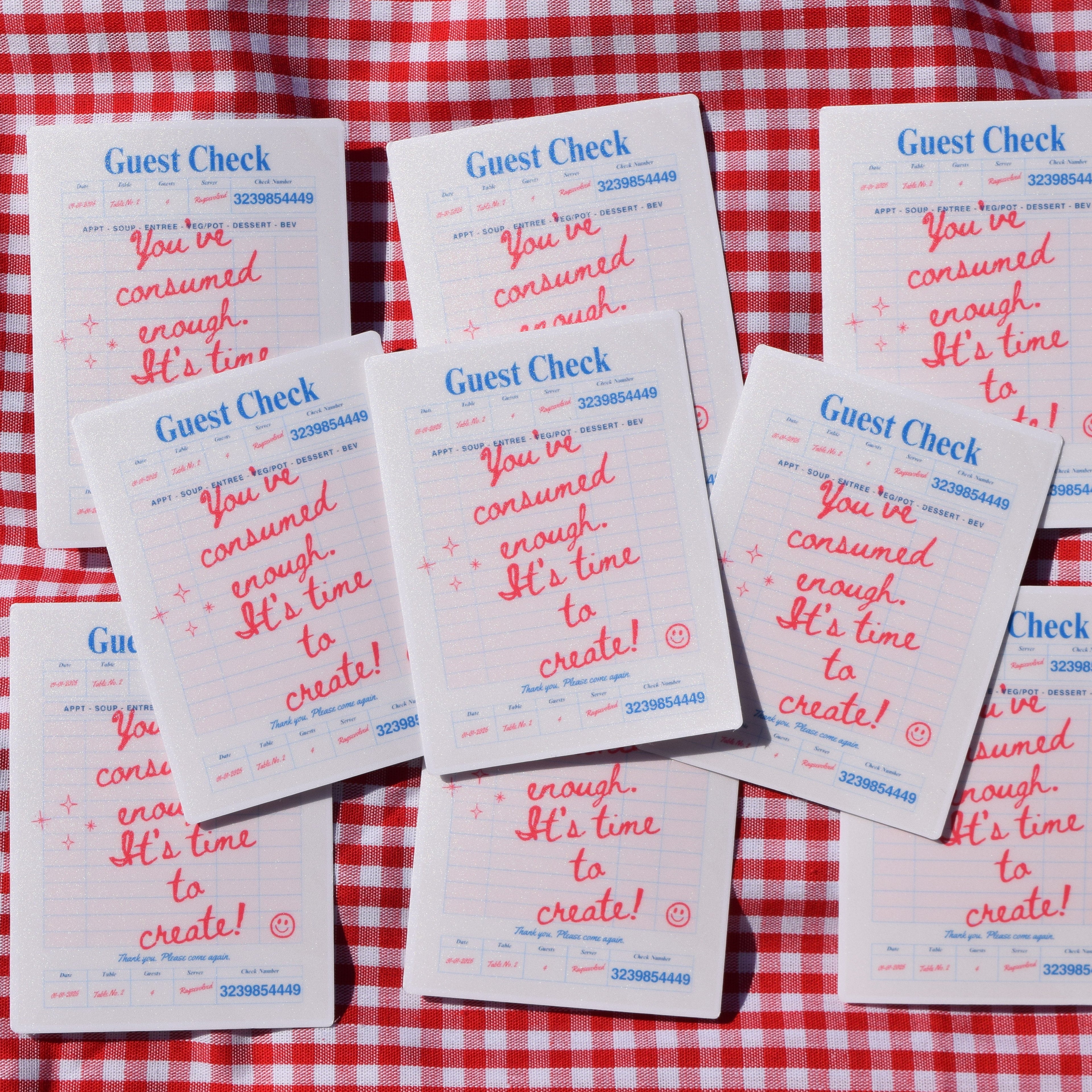 Time to Create Guest Check Sticker