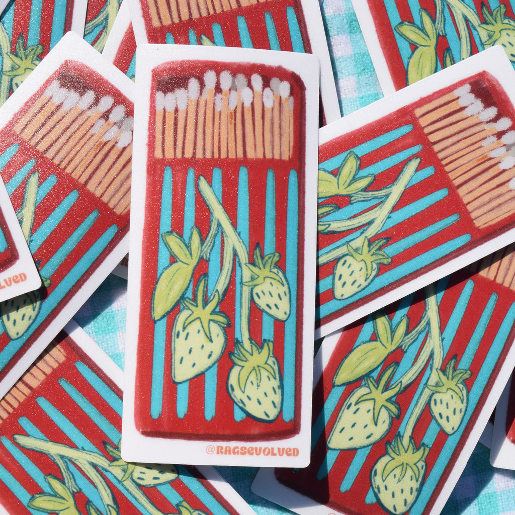 Strawberry Matchbox Sticker