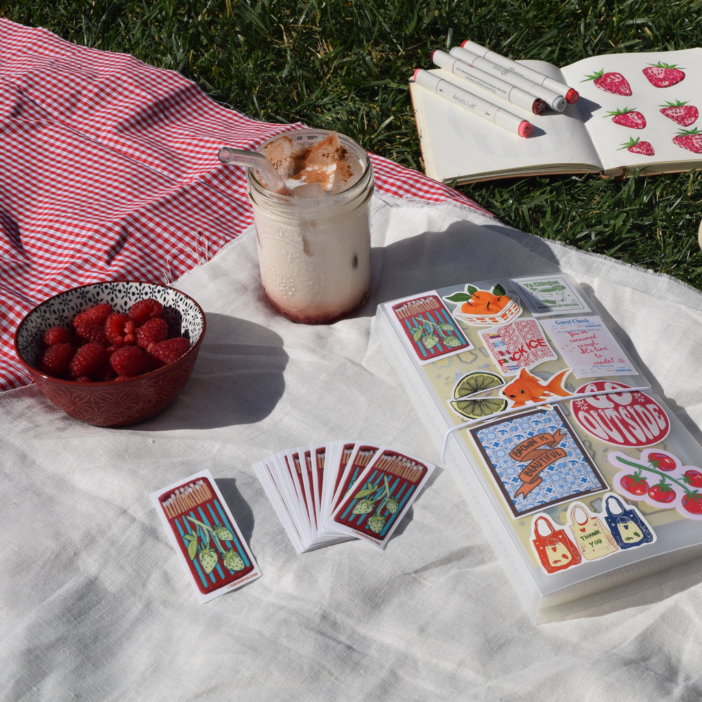 Strawberry Matchbox Sticker