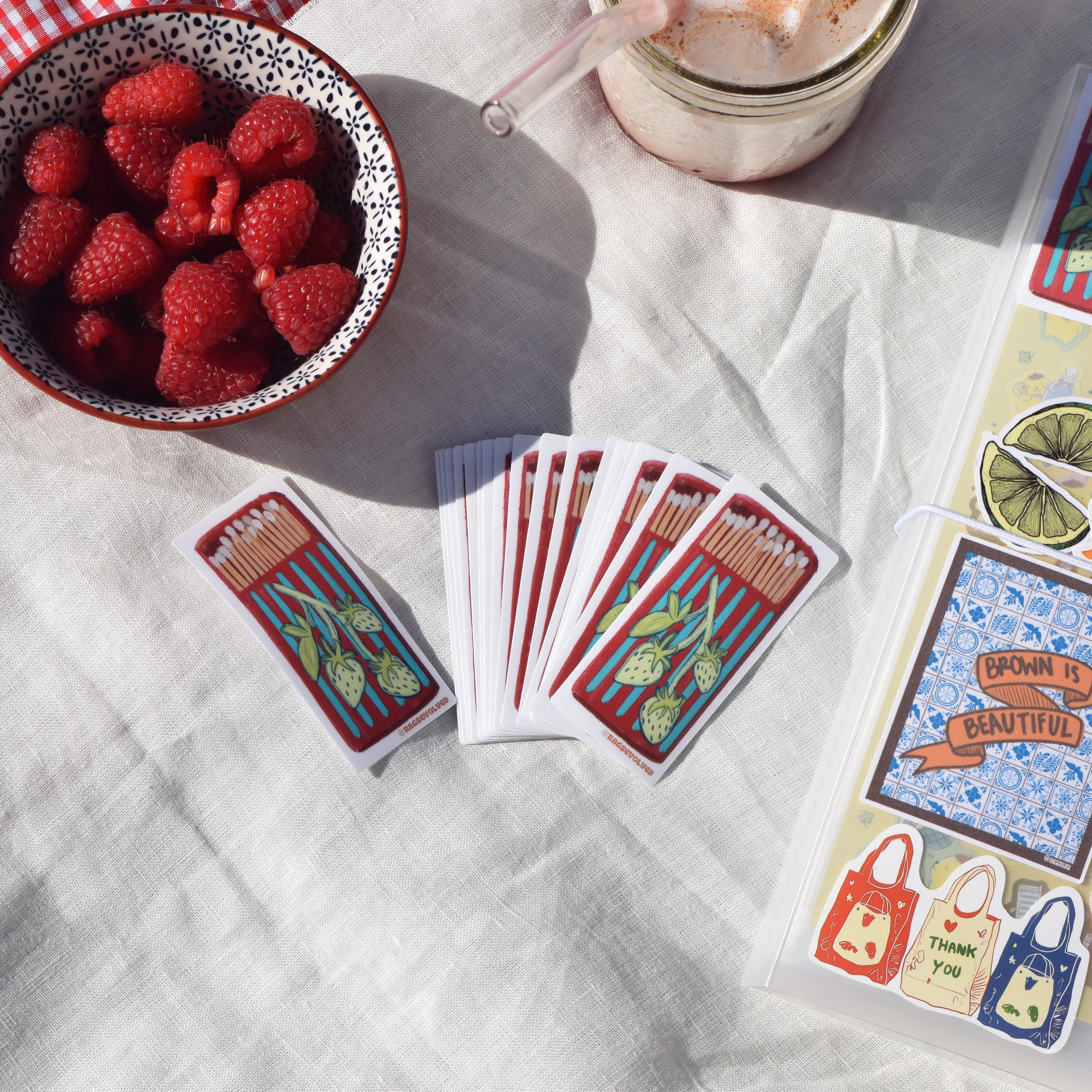 Strawberry Matchbox Sticker